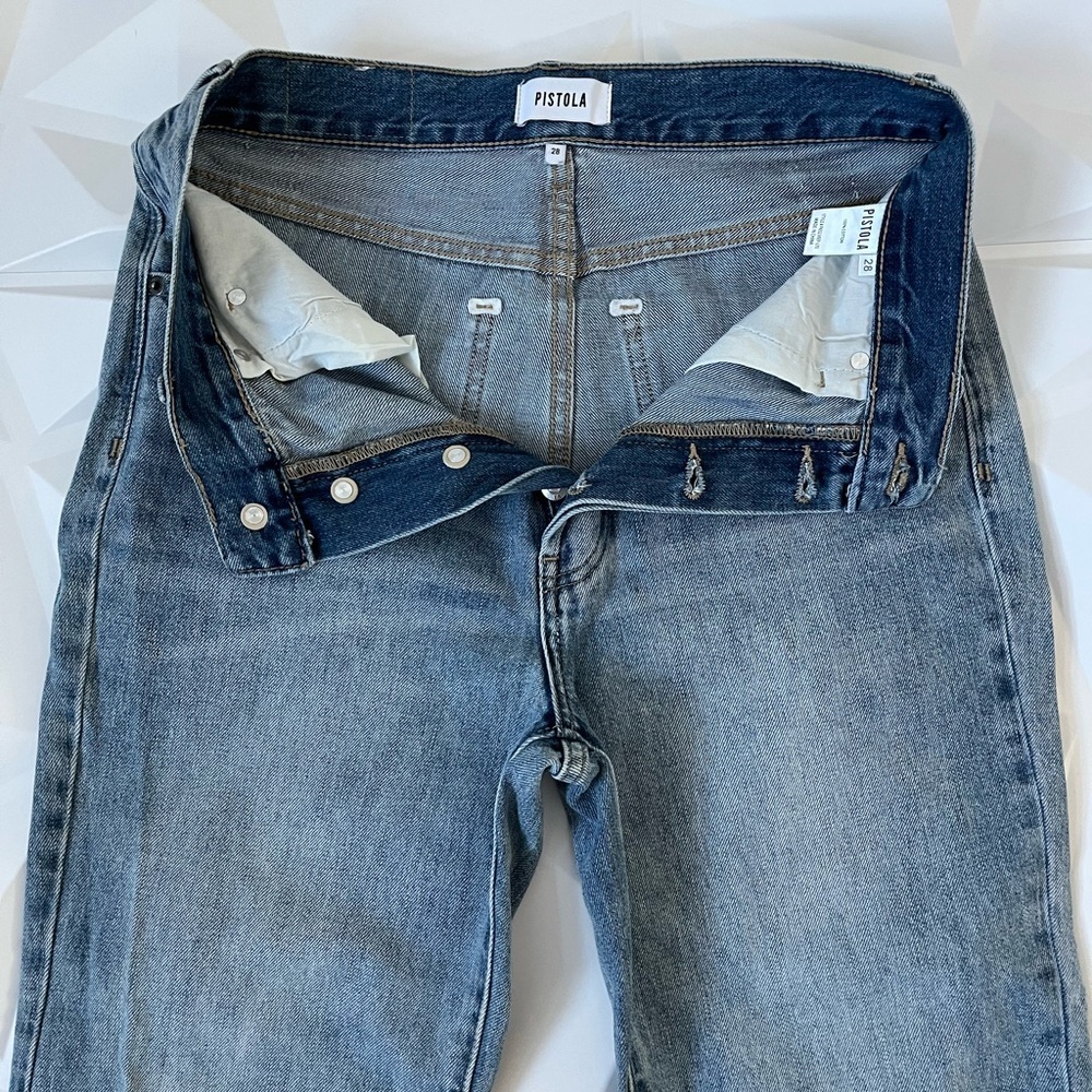 PISTOLA Jeans Women Size:28 Charlie High Rise Distressed Straight Leg Button Fly - Picture 9 of 17